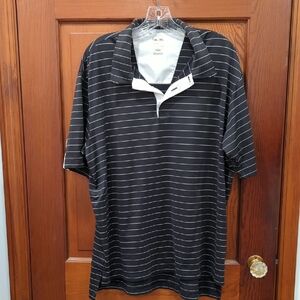 adidas Black and White Striped Polo Shirt